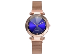 Reloj De Cuarzo Con Correa De Malla Con Pedrería - Moda Para Hombre Y Mujer (azul)
