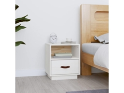 Mesita de Noche 40X34X45 Cm Madera de Pino Maciza Blanco