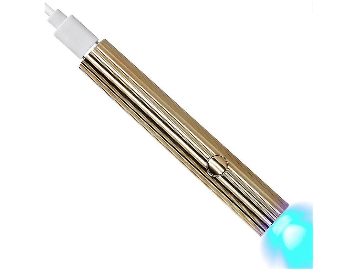 Mini Secador de Unhas Uv Led 3w Portátil Lâmpada de Secagem Rápida de Unhas Usb Recarregável Mini Lanterna Caneta, Dourada GOKOCO