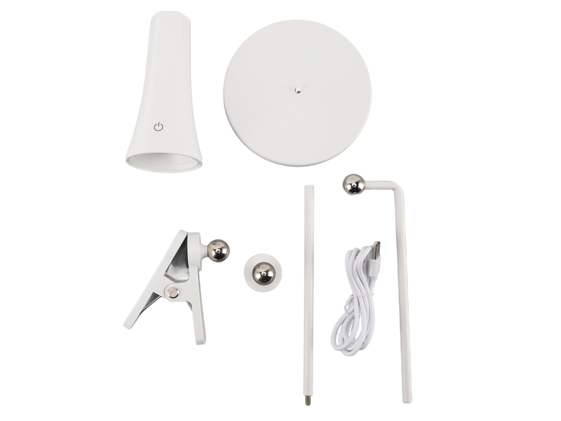 2026-lámpara Led Recargable Con Clip 3 Modos Luz De Lectura Para Dormitorio Oficina Mesa Blanca
