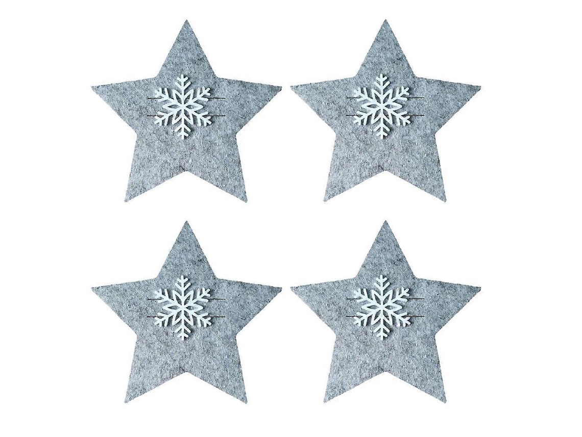4 fundas para cubiertos con forma de estrella de cinco puntas para decoración de fiestas de Navidad y Año Nuevo, cubiertos para festivales, vajilla y bolsa nostálgica.