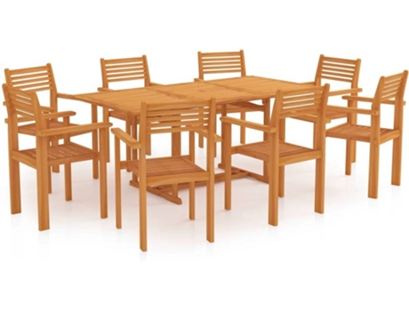 Conjunto 9 Conjunto de comedor de jardín VIDAXL madera maciza de teca
