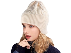 Gorro De Invierno Para Mujer, Cálido, Suave Y Elástico, Con Orejeras, Confeccionado En Lana Acrílica.