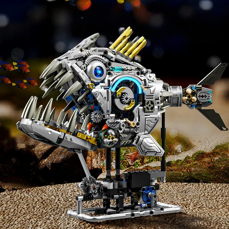 Kit De Montaje De Piraña Mecánica. Compatible Con Modelos De Animales De Bloques De Construcción.