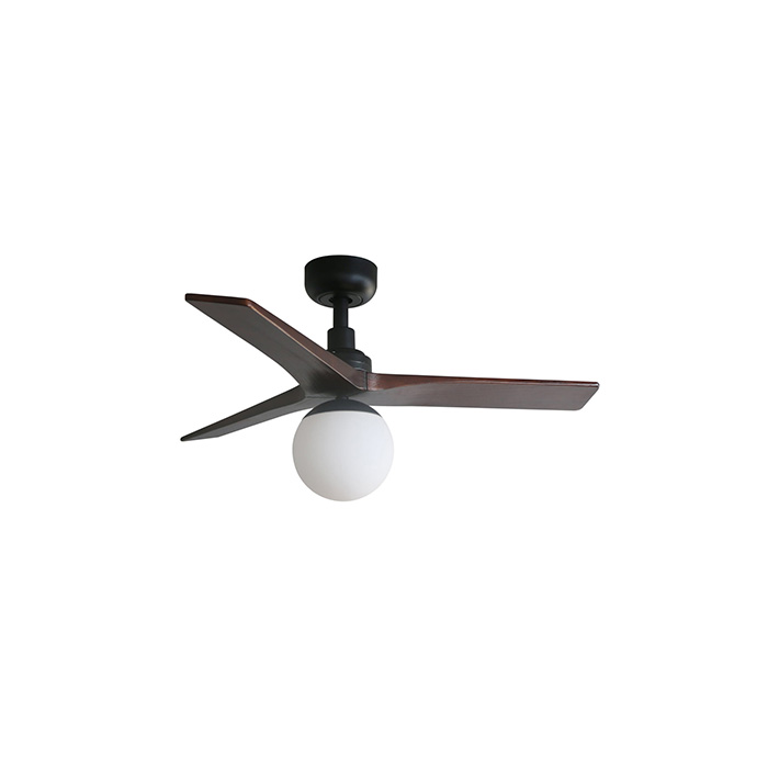 Ventilador Klim S con luz negro/nogal 92 cm Faro