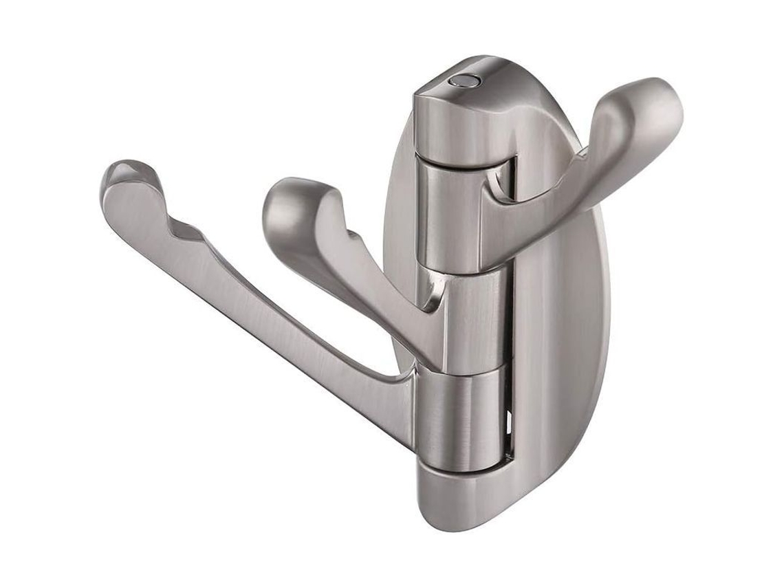 2026-ganchos De Metal Sólido Giratorios, Brazo Plegable Resistente, 3 Ganchos, Acero Inoxidable, Acanalado, 2 Piezas, Para Baño, Cocina, Garaje