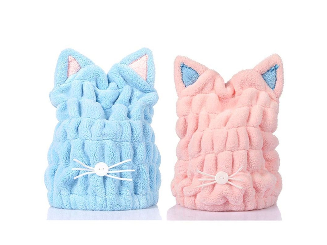 Toallas De Microfibra Para Secar El Cabello Linjou (azul + Rosa, 23x28, 2 Unidades)
