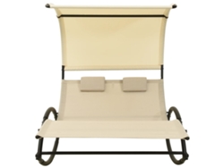 Maison Exclusive - Tumbona doble con toldo de textileno, color crema.