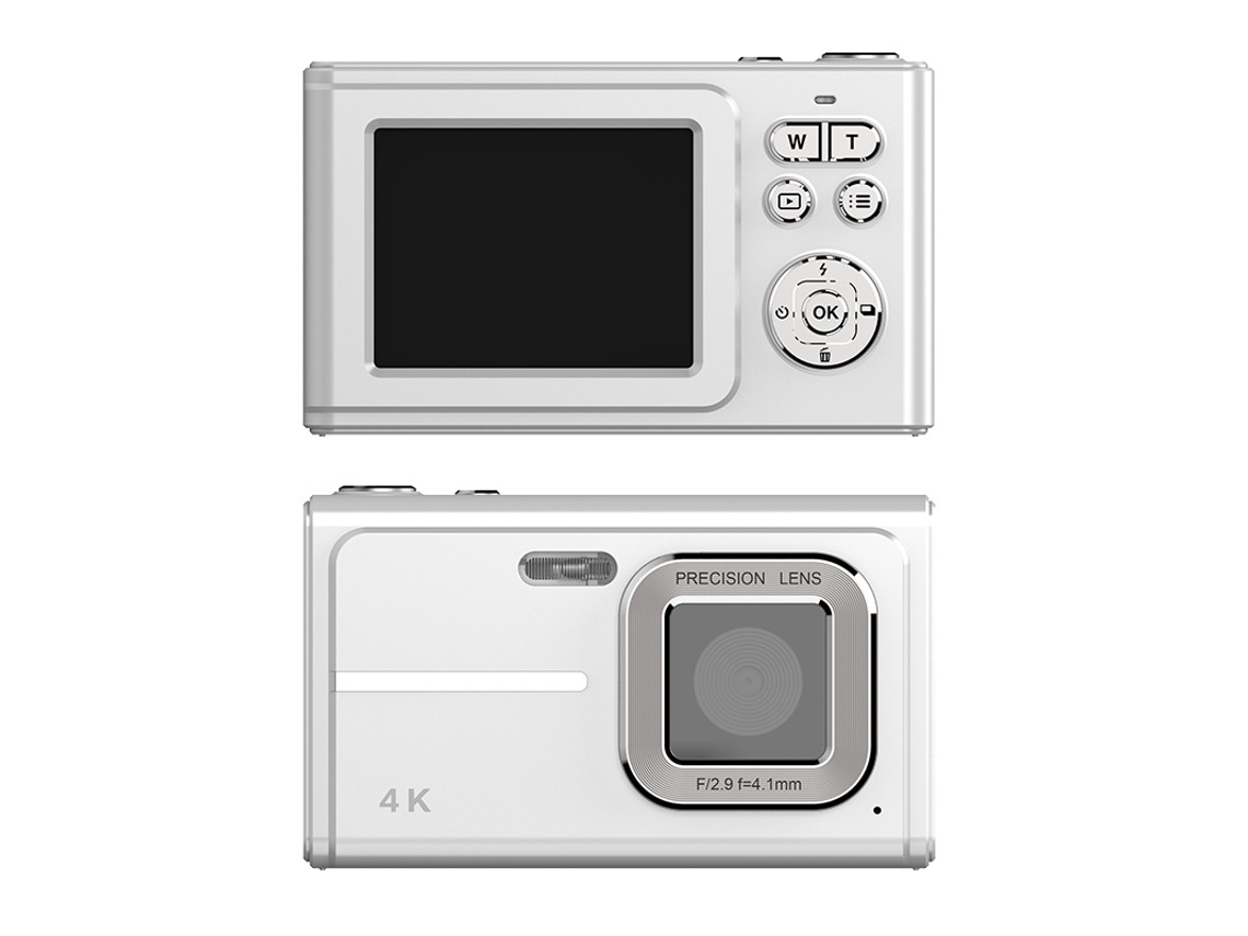 Cámara digital Cuich 4K HD CCD estilo retro, tarjeta de memoria de 32 GB y batería recargable, color plata