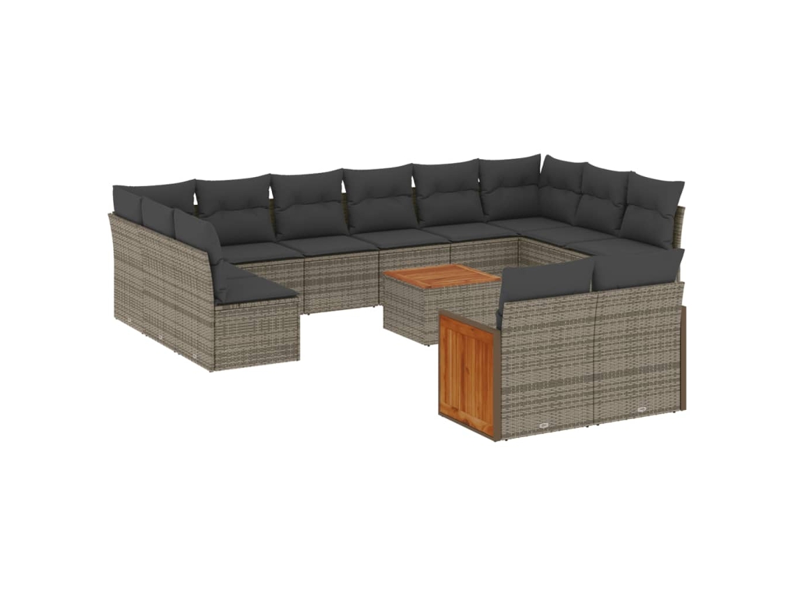 Maison Exclusive - Set Sofás De Jardín Con Cojines 13 Piezas Ratán Sintético Gris