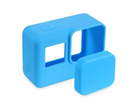 Carcasa Protectora de Silicona y Tapa de Lente SLOWMOOSE para Cámara Go Pro Action 1 Azul