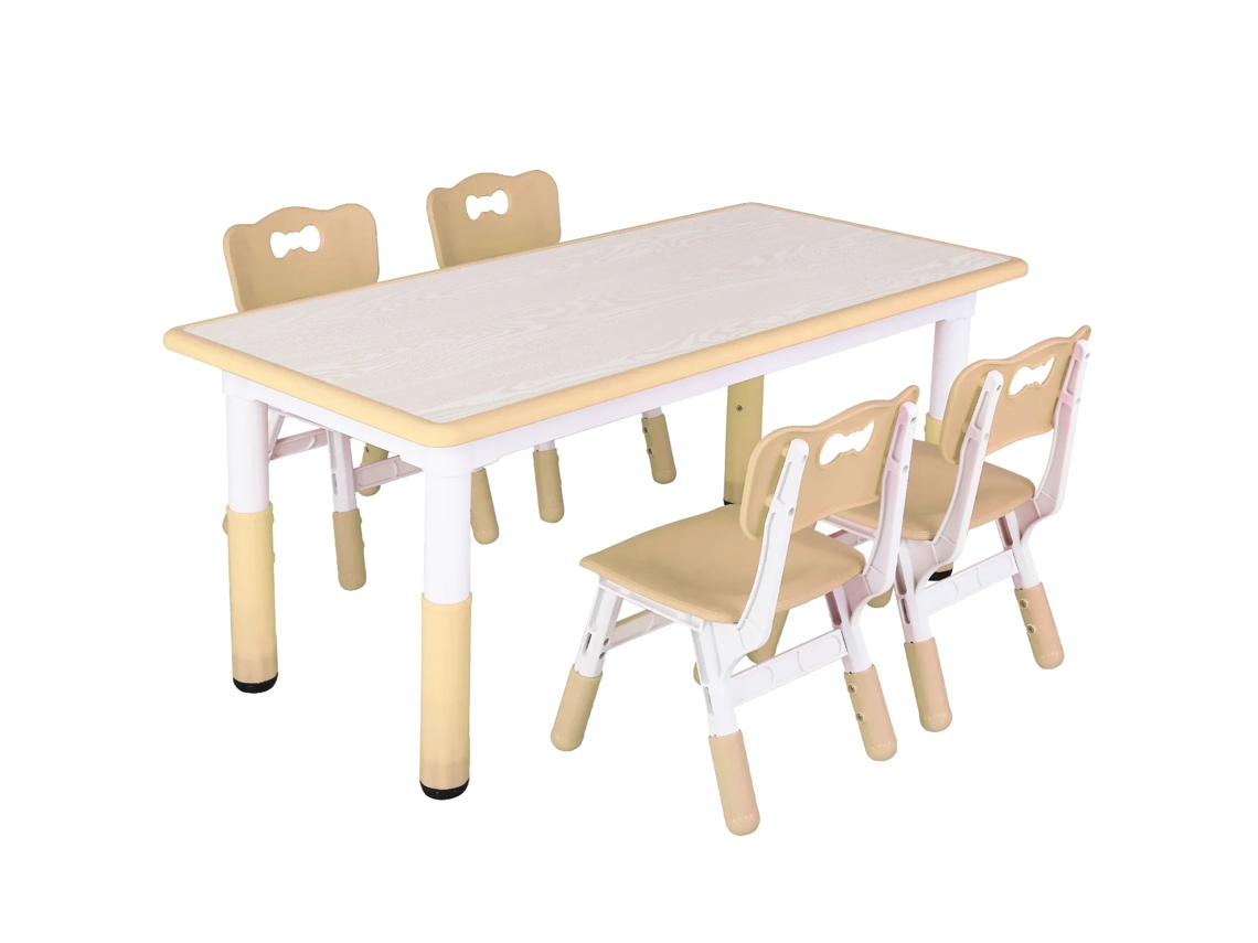 Escritorio de estudio para niños, altura ajustable, juego con 4 sillas OEM