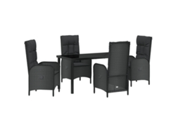 Conjunto de comedor de jardín VidaXL de 5 piezas en ratán sintético negro