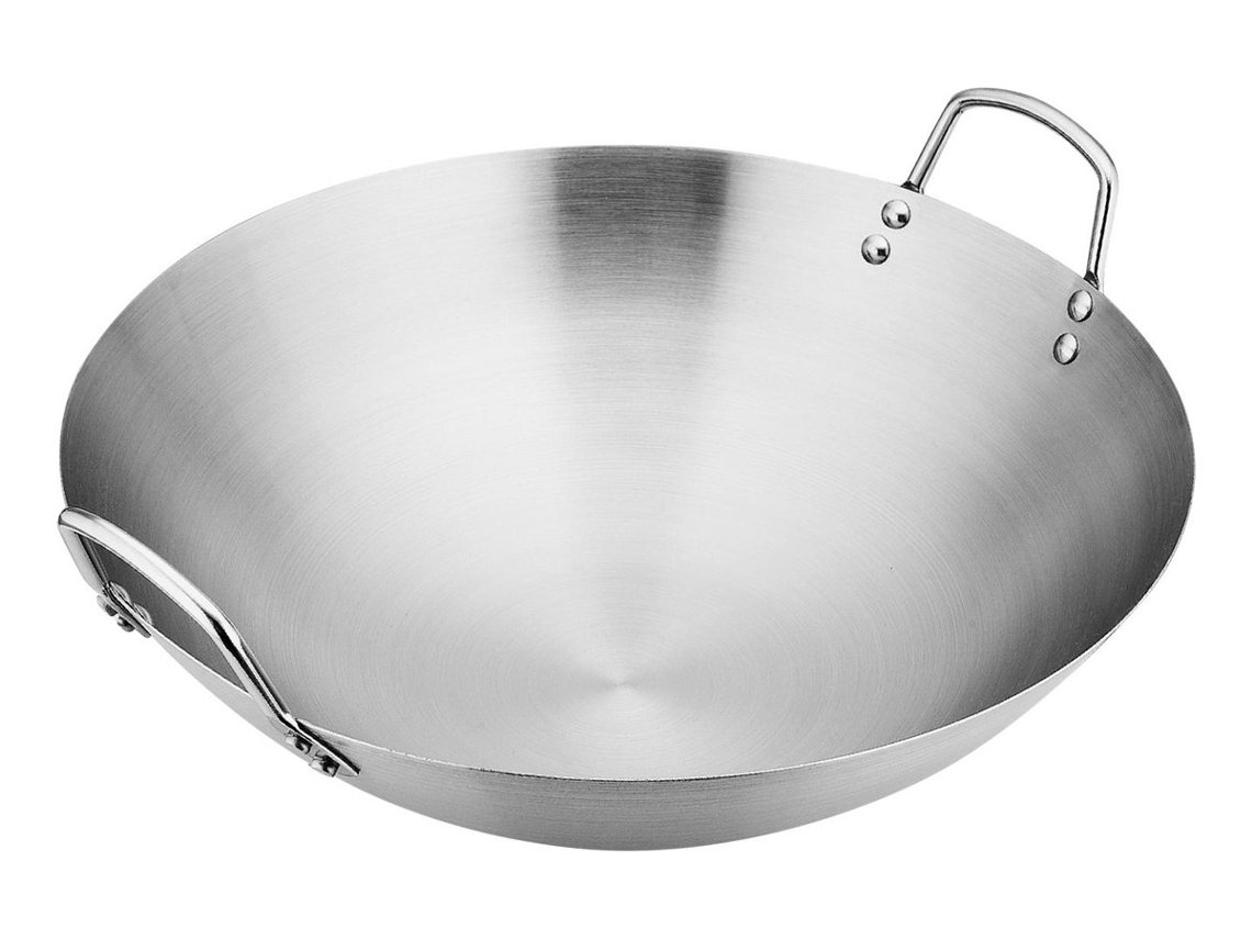 Wok de acero Slowmoose de 28 cm con fondo redondo, utensilios de cocina