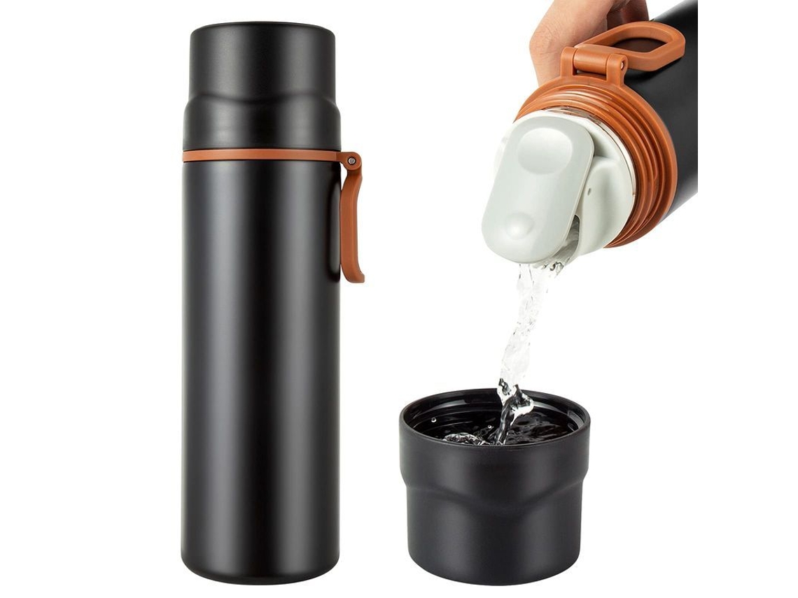2026da-botella De Agua Aislada De Acero Inoxidable 304 Con Asa, Taza De Café Vacía 450ml Negro