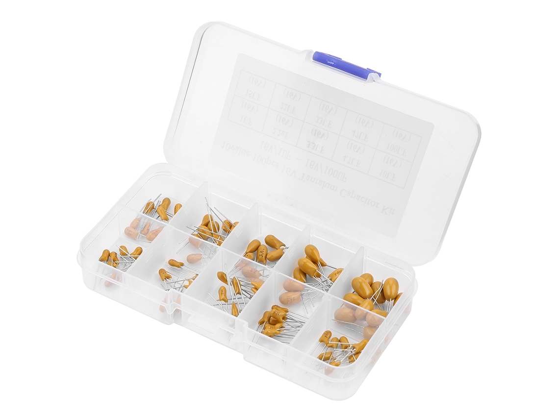 Kit De Condensadores De Tantalio De 10 Valores (16 V, 1 Μf-100 Μf), 100 Unidades Con Caja.