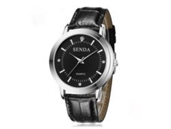 Reloj De Piel Pu De Negocios Para Parejas Sendas Plata Negro Cuarzo