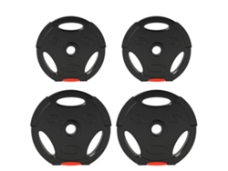 Kit de pesas: 2 discos de 5 kg, 2 discos de 2,5 kg, polipropileno, apto para arena, Ø27 x 4,5 cm, negro.