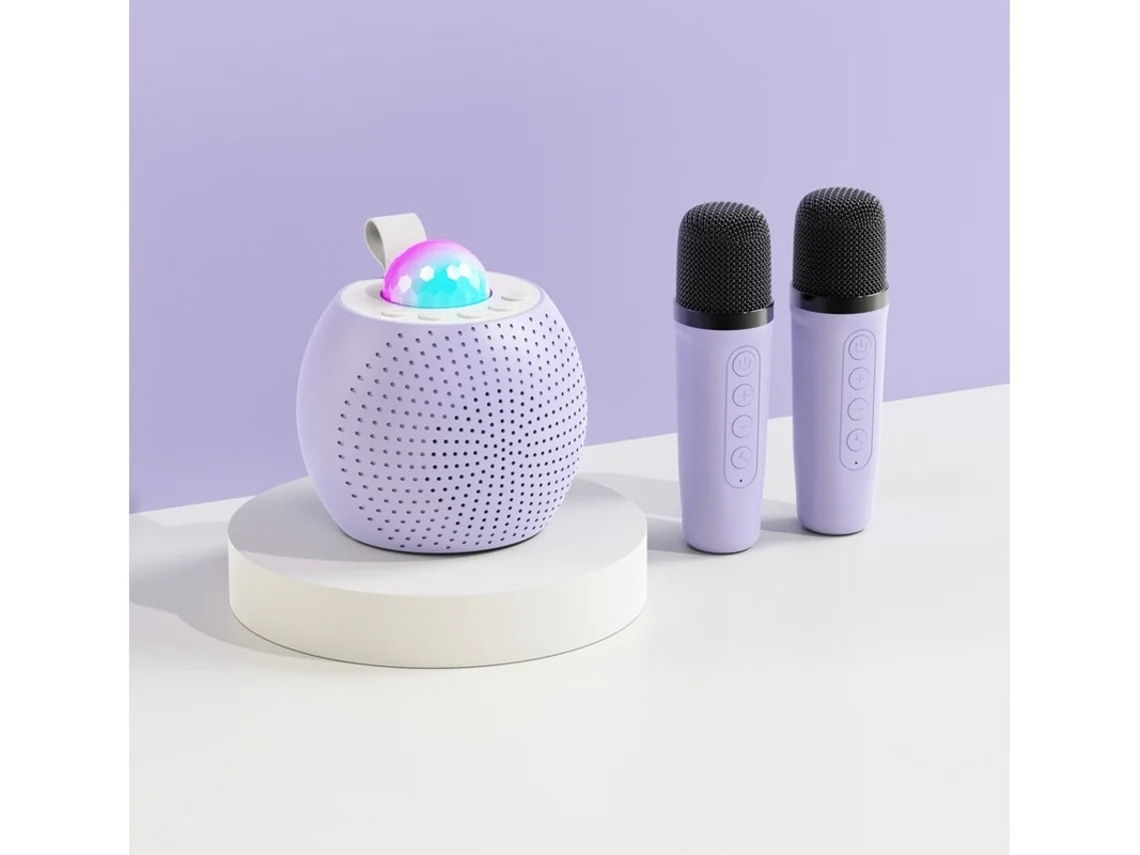 Mini máquina de karaoke portátil Yizhood con Bluetooth, micrófono dual y proyección de luz de estrellas (roja)