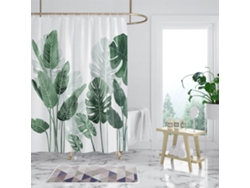 Cortina de ducha 180x200, antimoho, hojas verdes, plantas, repelente al agua, poliéster, lavable Jortmrd