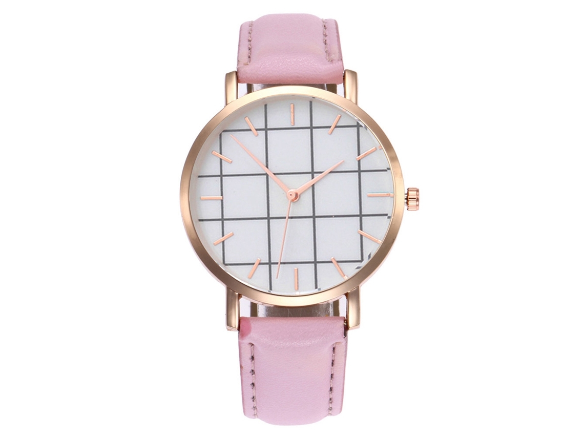 Reloj De Pulsera De Aleación Con Dial Redondo Analógico Quartz Para Mujer Y Hombre (rosa)