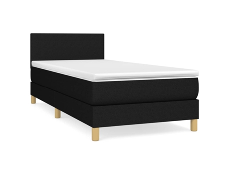 Cama con somier VIDAXL (Negro - Tela - 193 x 90 x 88 cm)