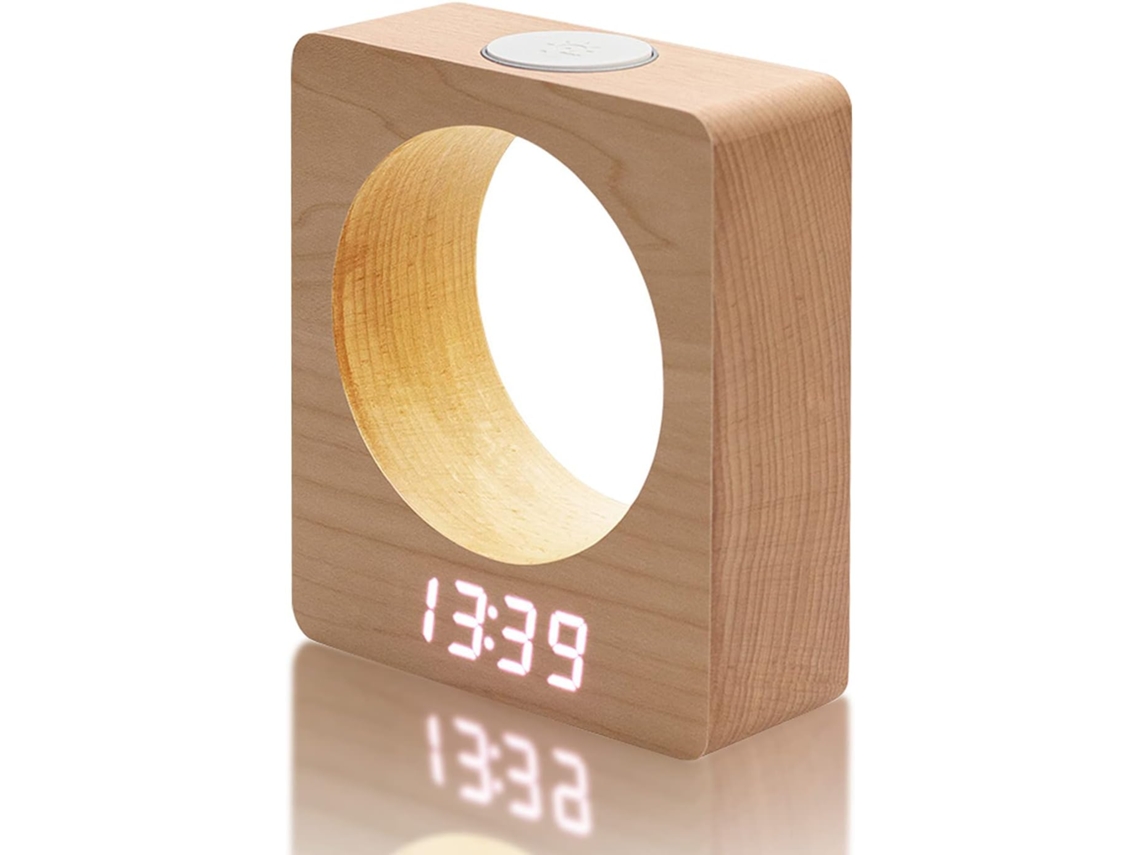 Reloj Despertador Digital Silencioso De Madera Con Luz Integrada – Reloj De Mesilla Digital Con 3 Ajustes De Alarma