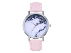 Reloj De Pulsera Unisex De Cuarzo Zhoulianfa Con Correa De Piel Sintética Con Estampado De Mármol Rosa.