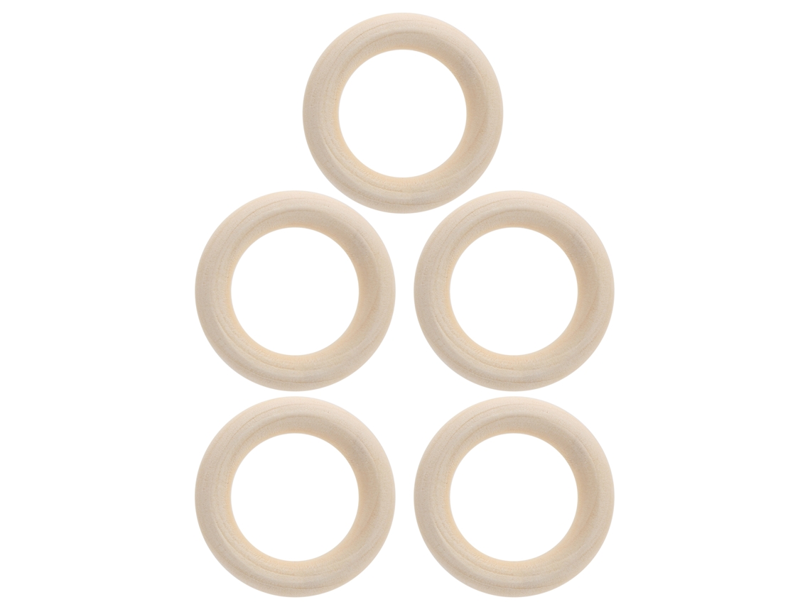 5pcs Anel De Dentição De Madeira Natural 60mm Circulos Branco Inacabado Diy Para Bebê