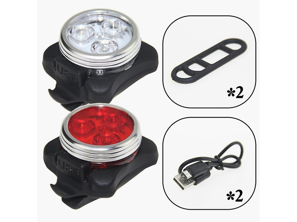 Kit de luces recargables USB para bicicleta: faro delantero y luz trasera impermeables.