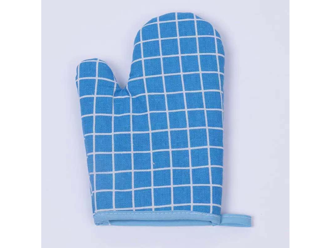 2026da-guantes De Horno De Algodón Y Lino, Estilo Simple, Aislamiento Térmico, Antiquemaduras, Para Hornear (cuadrícula Azul)