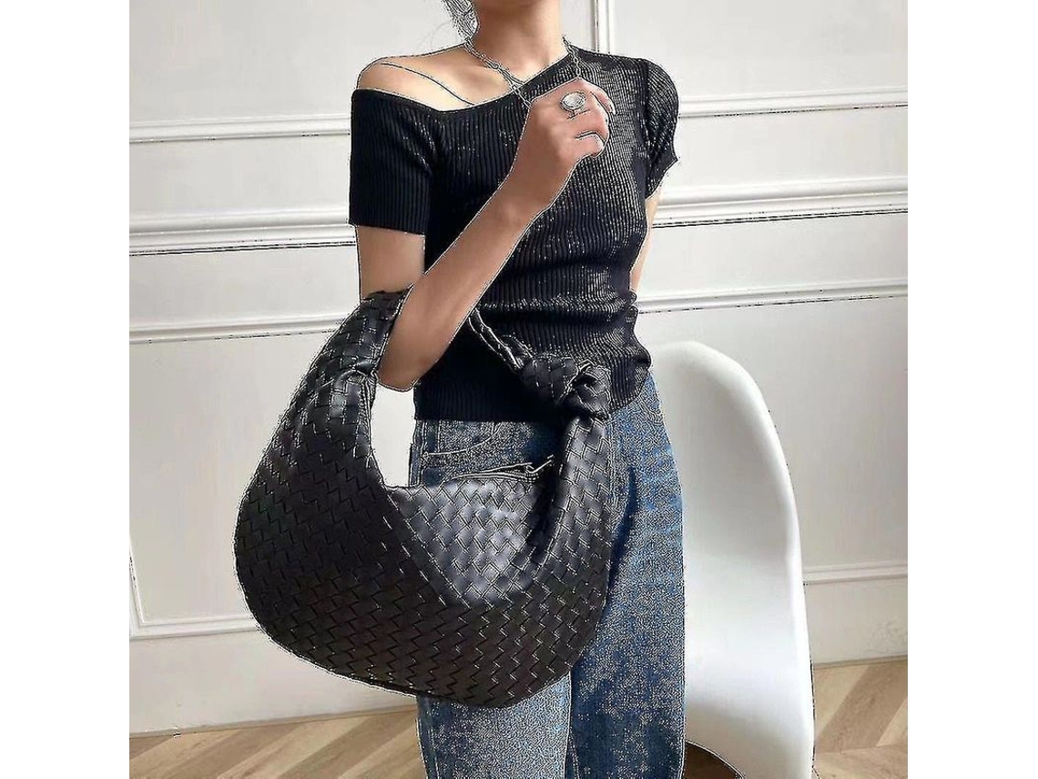 Bolso de hombro de piel de lujo 2026, moderno, de malla suave, con bolsillo interior, versátil para mujer.