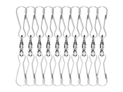 10 ganchos giratorios dobles, 7,6 cm, acero inoxidable, rotación de 360°, para decoraciones y jarrones.