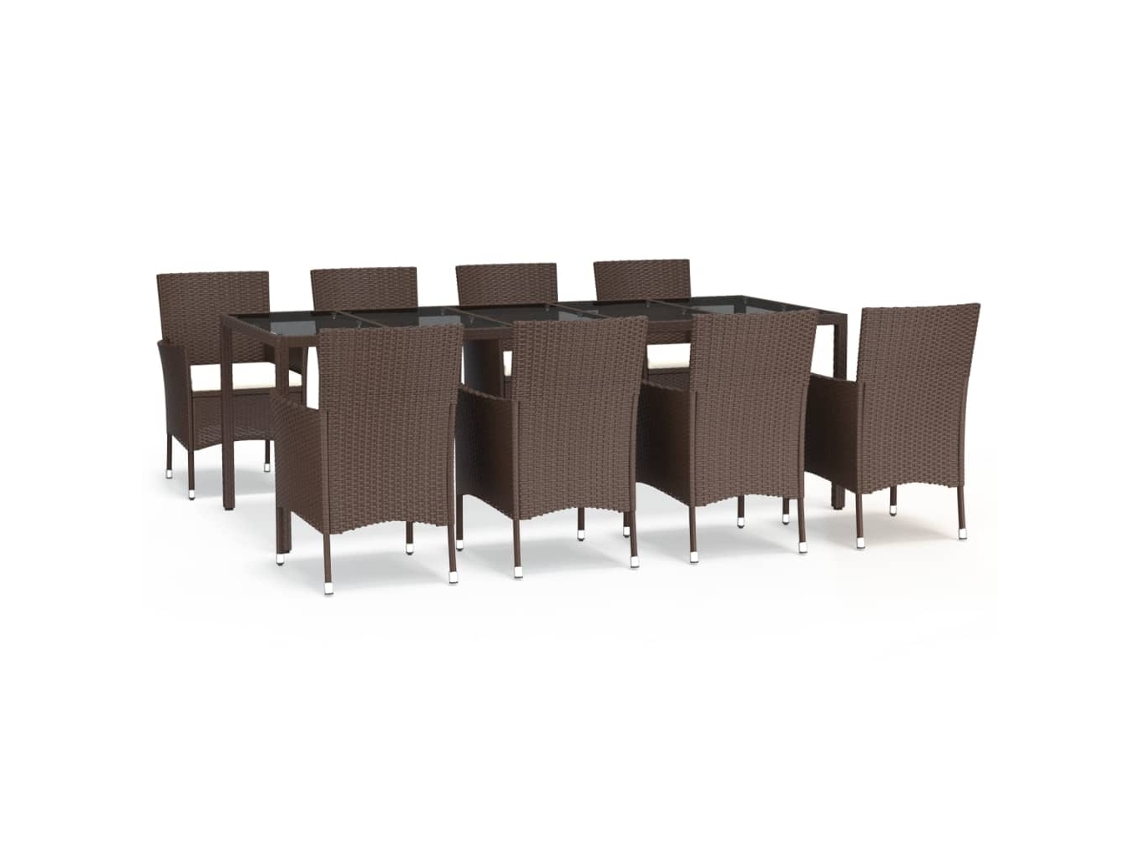 Maison Exclusive - Set Comedor Para Jardín 9 Pzas Y Cojines Ratán Sintético Marrón