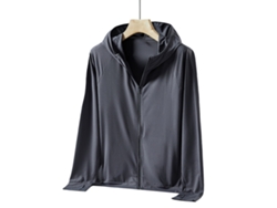 Chaqueta Ligera Para Hombre Con Protección Solar Upf 50+, Capucha Y Cremallera Completa, Manga Larga, Gris Oscuro, Talla L