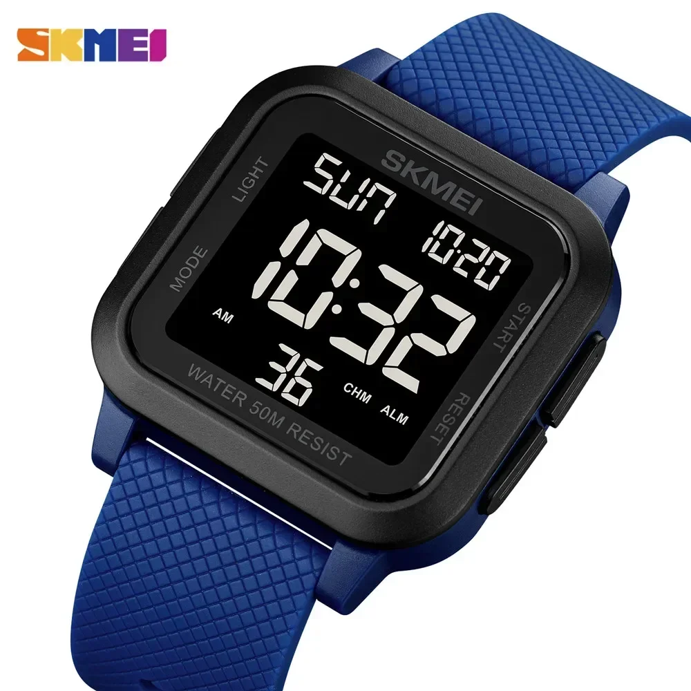Reloj Deportivo (azul-negro) Con Funciones De Alarma Y Temporizador, Pantalla Led.