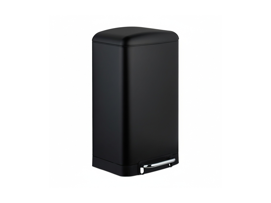 Relaxdays Cubo De Basura Cocina, 30 L, Antihuellas, Papelera Interior Extraíble, Pedal, Bolsas, Acero Inoxidable, Negro