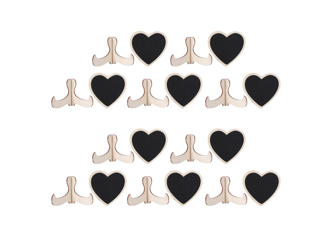 10 Piezas De Pizarra Decorativa Para Mensajes De Boda En Forma De Corazón Negro, Mdf+pino, Reutilizable, 7x7,5cm