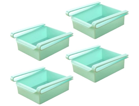 Paquete de 4 cajones de nevera, congelador, estante para verduras, almacenamiento de verduras, azul