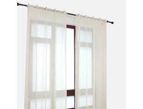 Cortina de lino con trabillas ocultas 140 x 260 cm Beige - Individual