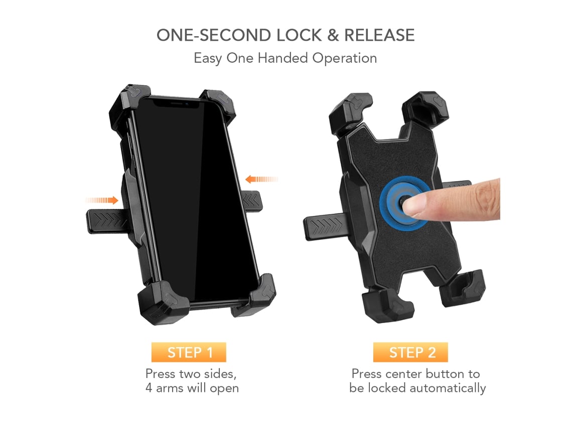 Soporte Para Teléfono Quick Lock Para Bicicleta Y Moto Con Rotación 360°, Ajustable Para Bicicleta De Montaña Y Carretera