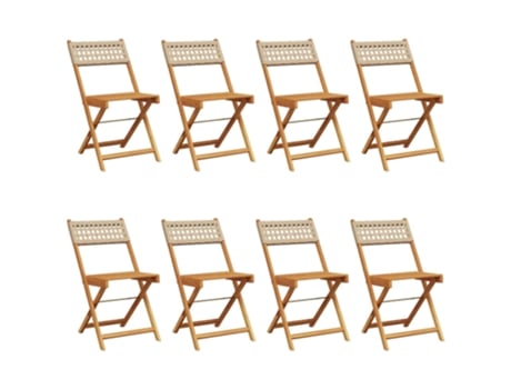 Conjunto 8 Silla De Jardín VIDAXL Beige Madera