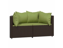 Maison Exclusive - Sofás esquineros para jardín con cojines, 2 unidades, patas de mimbre, color marrón.