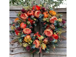 Omni-guirnalda De Otoño Con Peonía Y Calabaza Artificial Para Puerta Frente Decoración Rustica