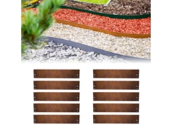 Juego de 10 Borduras jardin acero corten de 120 cm de longitud, 13,5 cm GREEN-SPLIT