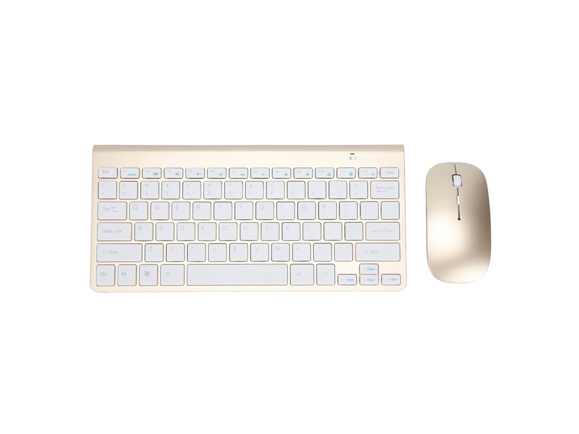 Combo Teclado Mouse Sem Fio 2.4g Usb Ultradelgado Portátil Ergonômico Resistente A Desgaste Para Notebook Ouro