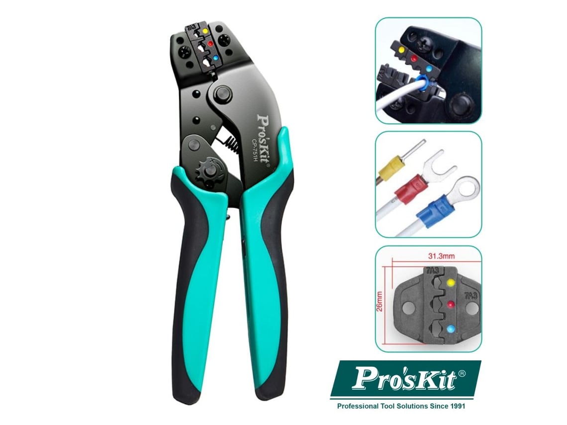 Herramienta De Crimpado Para Terminales Aislados De 0,25-2,5 Mm² Proskit