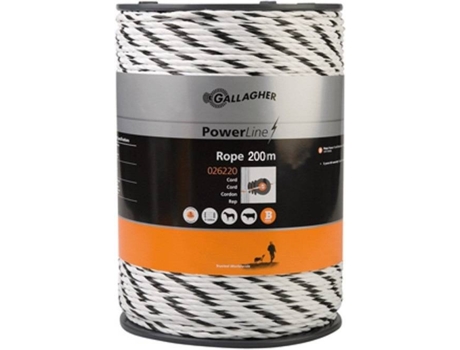 Rollo de Cuerda para Animales de Granja GALLAGHER Línea de Alto Voltaje (Blanco - 200m - Nylon)