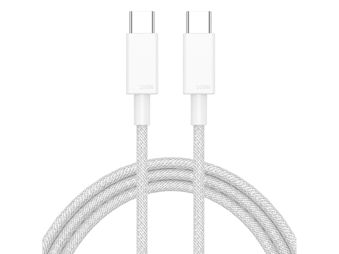 Cable De Carga Rápida Trenzado De Nailon Yuysan De 100 W, Tipo C A Tipo C, 100 Cm, Blanco