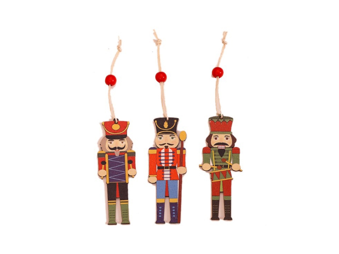 Colgante Navideño De Soldado Cascanueces, Adorno Decorativo De Madera Para Árbol, Pared, Chimenea, Ventana, 8,9*3,1 Cm